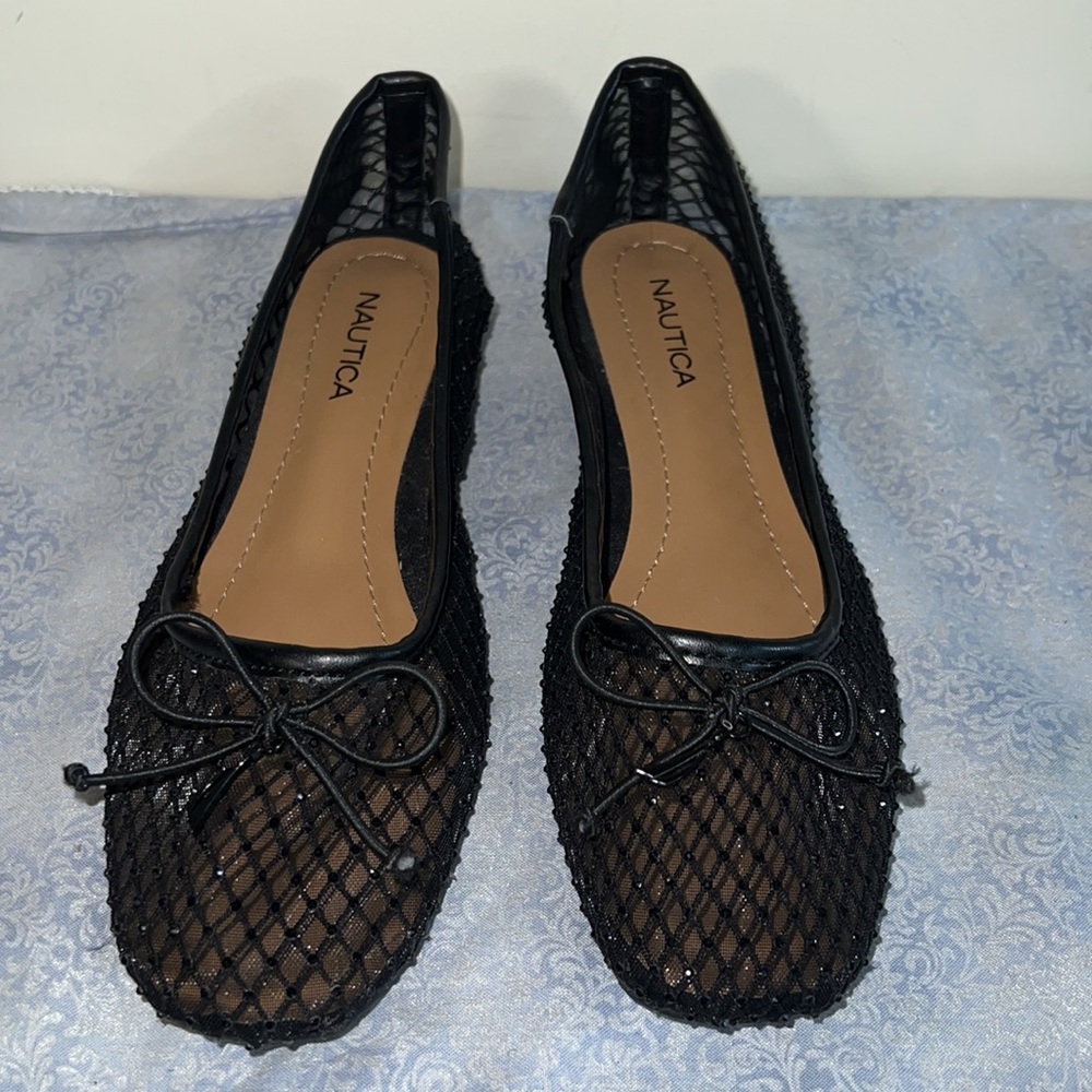 Nautical Black Breathable Flats Women’s Size 6.5